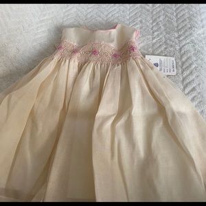 Girls size 4 linen cream and pink dress